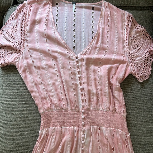 Young Fabulous & Broke Costa Eyelet High Low Dress// Mauve // Large - Picture 3 of 4